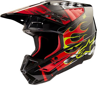 Alpinestars S-M5 Rash, Motocrosshelm - Dunkelgrau/Rot/Neon-Gelb - XL von Alpinestars