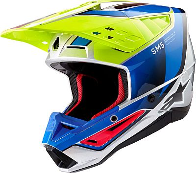 Alpinestars S-M5 Sail, Motocrosshelm - Blau/Neon-Gelb/Silber/Schwarz - S von Alpinestars