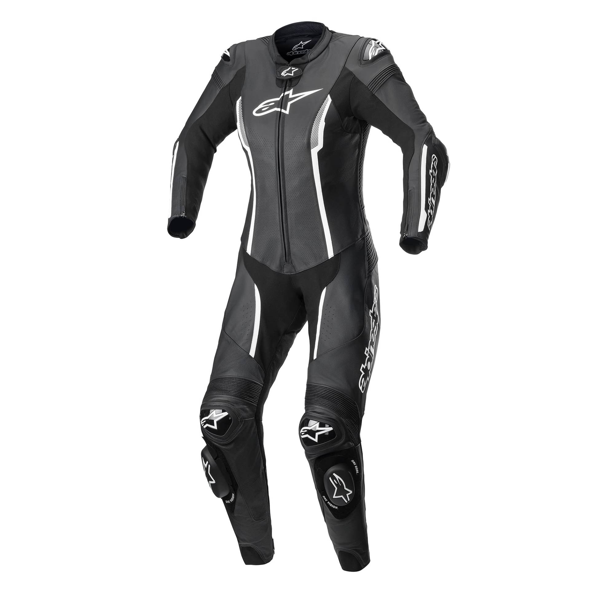 Alpinestars Stella Missile V2 1-Teiler Motorrad Damen Lederkombi (Black/White,48) von Alpinestars