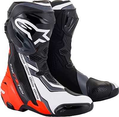 Alpinestars Supertech R, Stiefel - Schwarz/Neon-Rot/Weiß/Grau - 43 EU von Alpinestars