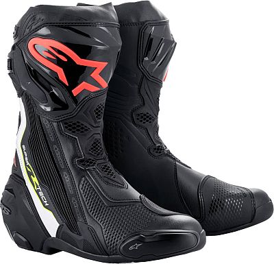 Alpinestars Supertech R, Stiefel - Schwarz/Weiß/Neon-Rot/Neon-Gelb - 43 EU von Alpinestars