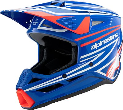 Alpinestars Supertech S-M3 Wurx, Motocrosshelm Jugend - Blau/Rot/Weiß - S von Alpinestars