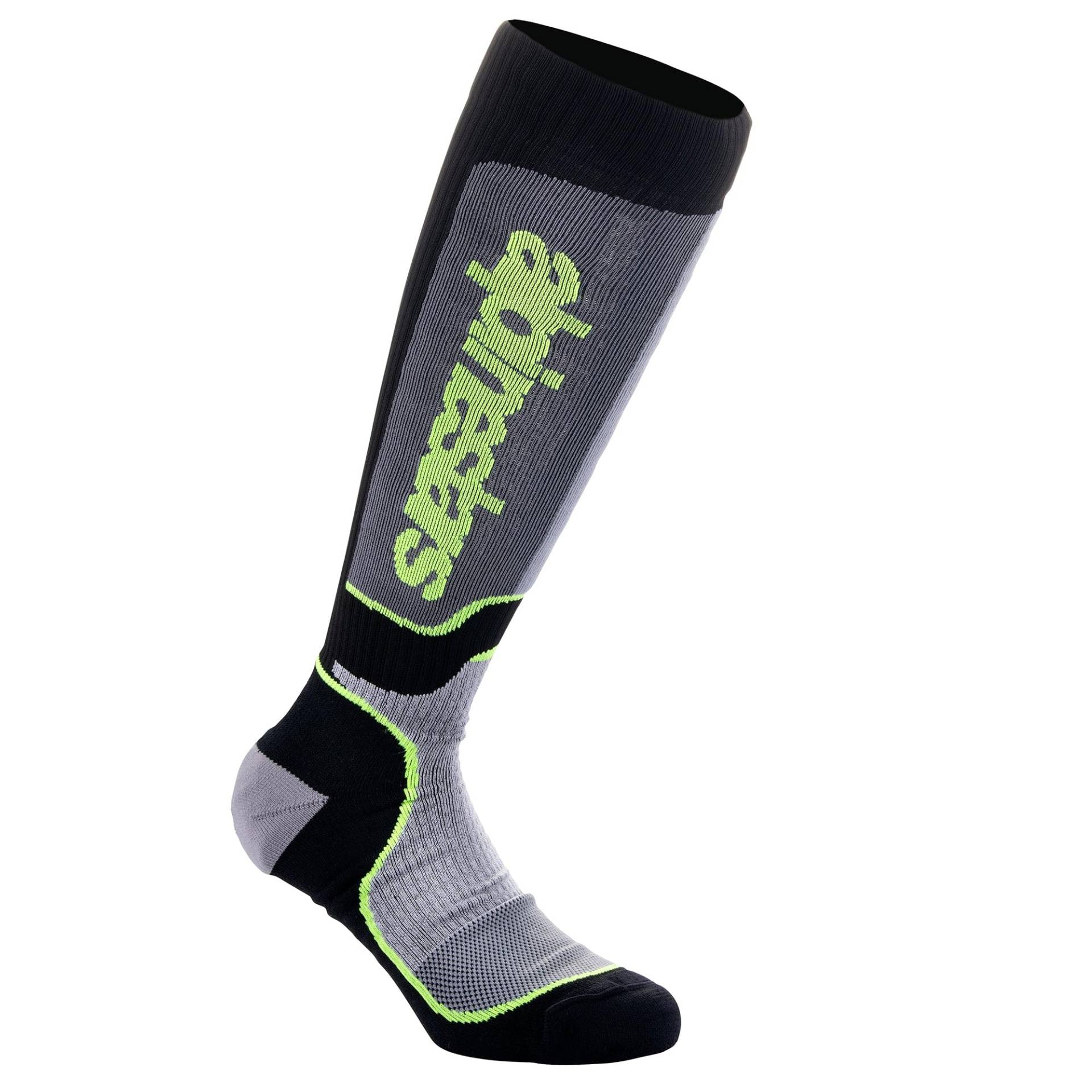 Alpinestars Unisex Plus Technische Socken MX, Schwarz Grau Gelb Fluo, L von Alpinestars