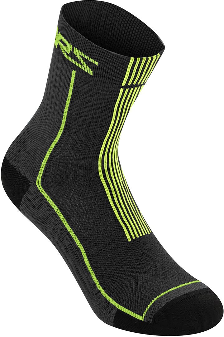 Alpinestars Unisex Sommer 15 Socken, Schwarz/Acid Yellow, Large von Alpinestars