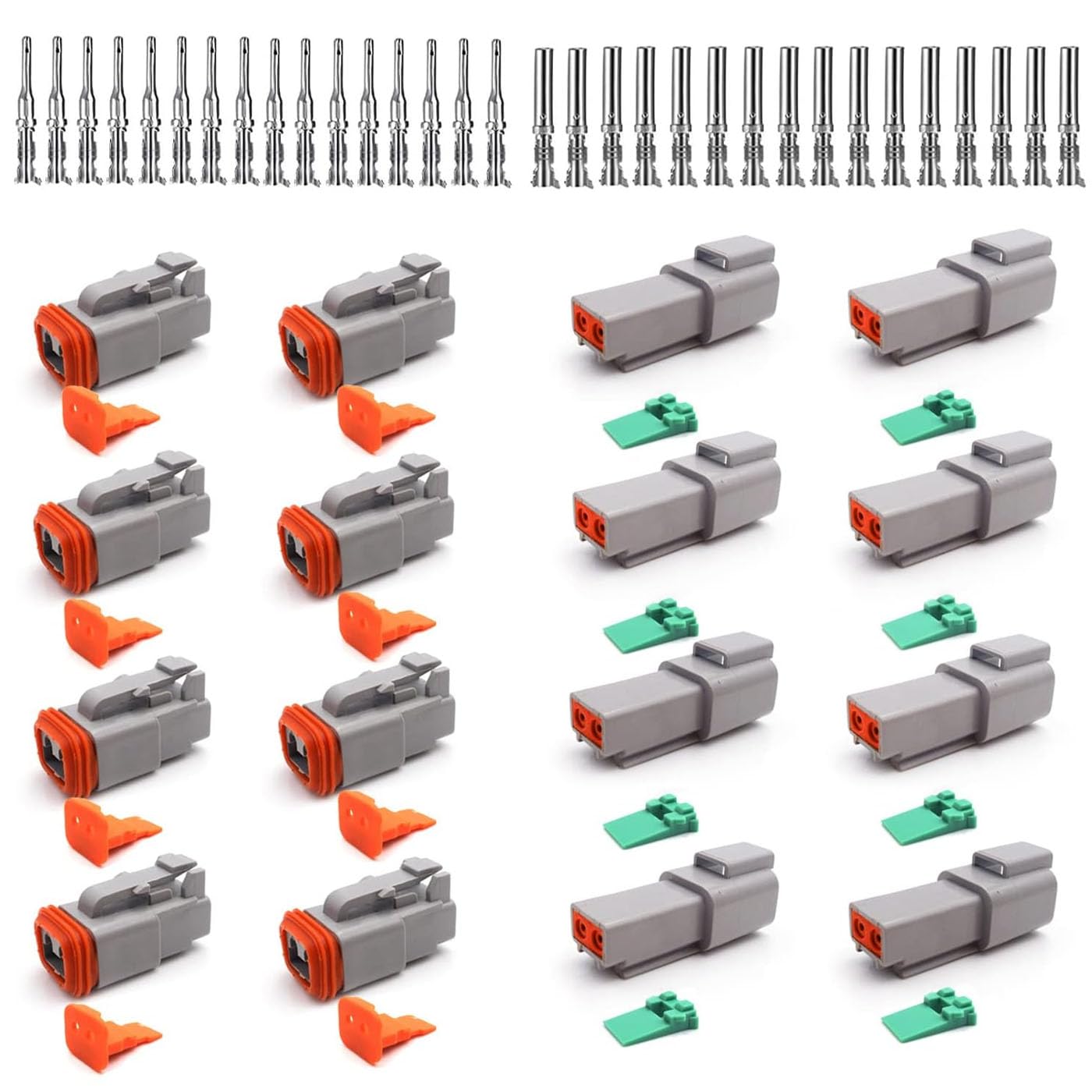 Alrens 8 Sätze DT-Stecker-Set, Deutscher Stecker Automotive 2-poliger Wasserdichter Kabelstecker, Schnellstecker, 22–18 AWG DT-Stecker, Geeignet für Auto, Motorrad, LKW, Marine-Kabelstecker von Alrens