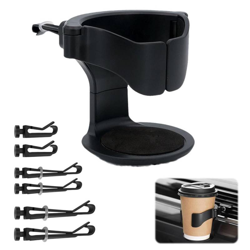 Alrens Auto-Getränkehalter, Universeller Becherhalter für Auto, Verstellbarere Auto Lüftungshalterung, Cup Holder mit Auto Belüftungs Clips, Flaschenhalter für Auto Kaffeebecher Getränkedose (Schwarz) von Alrens