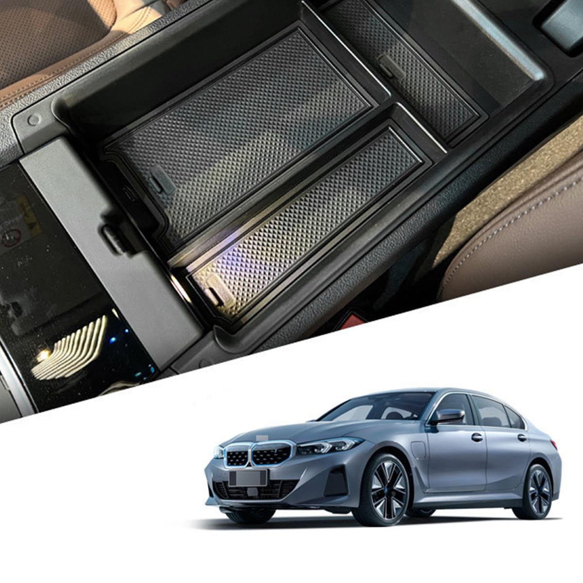 Alrens Mittelkonsole Armlehne Organizer, Mittelkonsole Organizer Tray Kompatibel mit BMW 3er G20 G21 2019-2023 / 4er G22 / i3 G28 i4 G26 Facelift Mittelkonsole, Aufbewahrungsbox Auto Zubehör von Alrens