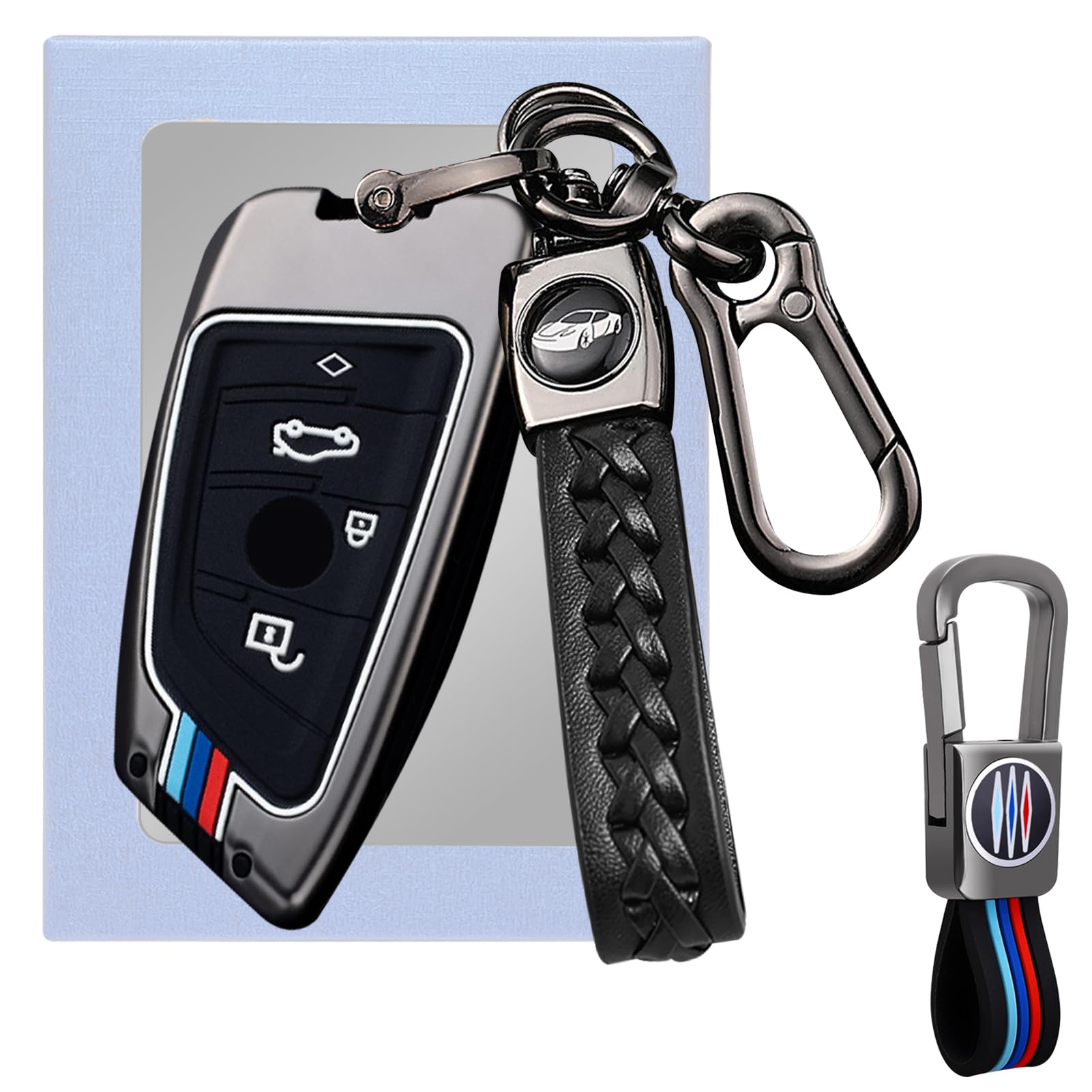 Altsbaos Kompatibel mit BMW Schlüsselhülle 2 5 6 7er X1 X3 X4 X5 X6 Zinklegierung Auto schlüsselabdeckung 5er G30/G31 Autoschlüssel Hülle X5 X6 F15 F16 Schlüssel Cover mit Schlüsselanhänger - 4 Taste von Altsbaos