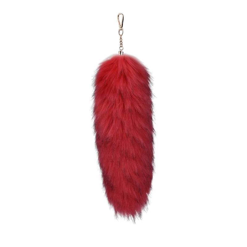 Altsuceser Dekorativer Schlüsselanhänger, Zubehör, flauschiger Fellschwanz, pelziger Fuchs-Anhänger, weiche Imitation, Taschenanhänger, Schlüsselanhänger, vielseitig, rot, 40 cm von Altsuceser