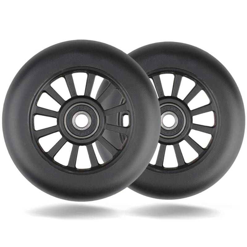 100mm Scooter Rollen - 2 Stück 100mm Scooter Ersatzräder räder Wheels mit ABEC-9 Lager - 88A stunt scooter Rollen Wheels für Apollo Albott Hudora Kesser Fuzion (Black) von Aluscota