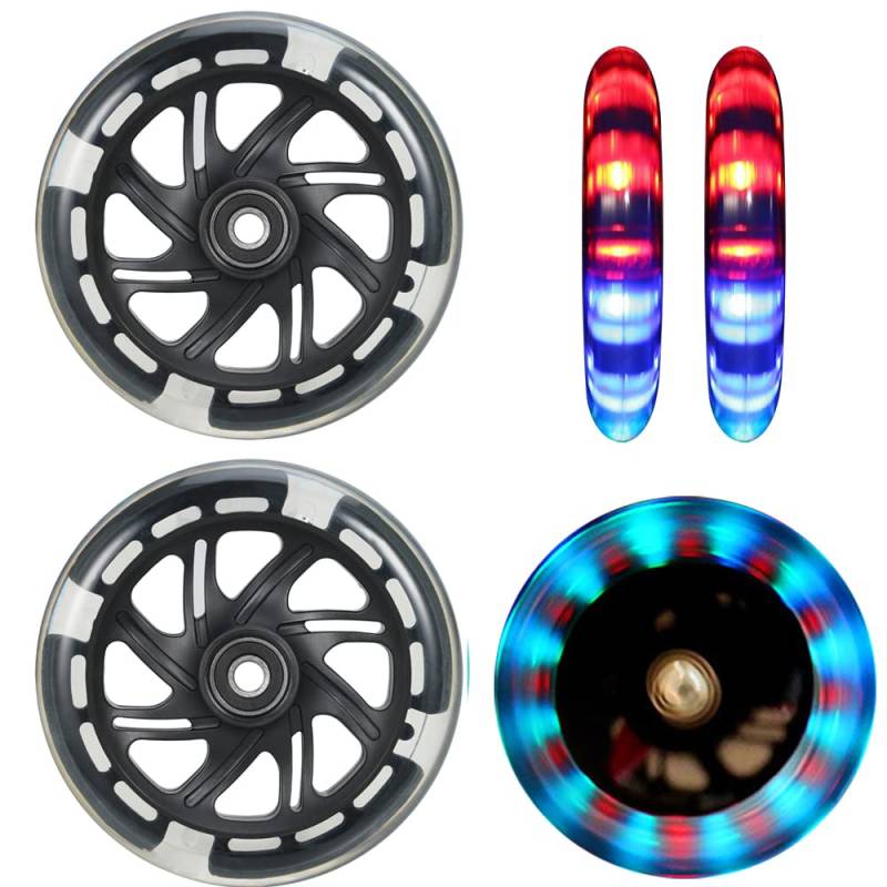 120mm Scooter Rollen - 2 Stück 120mm Led Scooter Ersatzräder Räder mit ABEC-9 Lager - 120mm hell blinkende LED kick Scooter Räder für micro globber roller (BLACK) von Aluscota