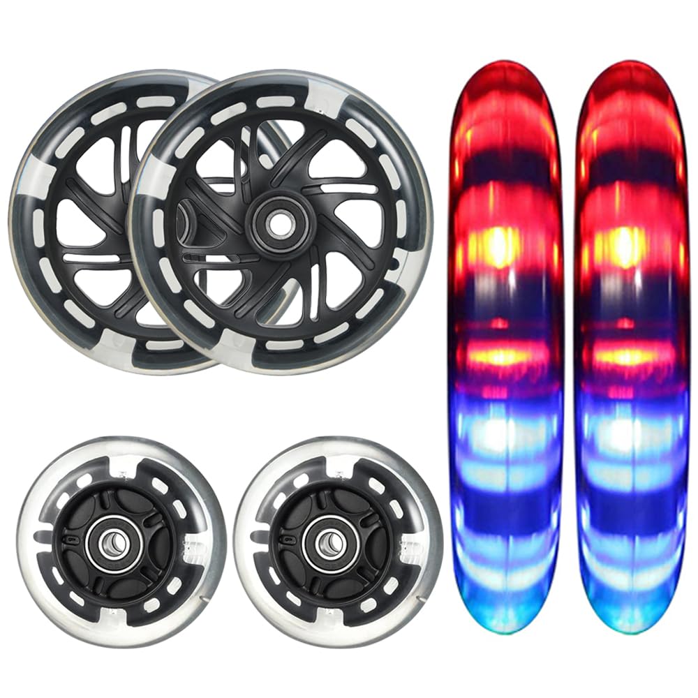 120mm Scooter Rollen - 2 Stück 120mm Led Scooter Ersatzräder Räder mit ABEC-9 Lager - 120mm hell blinkende LED kick Scooter Räder für micro globber roller von Aluscota