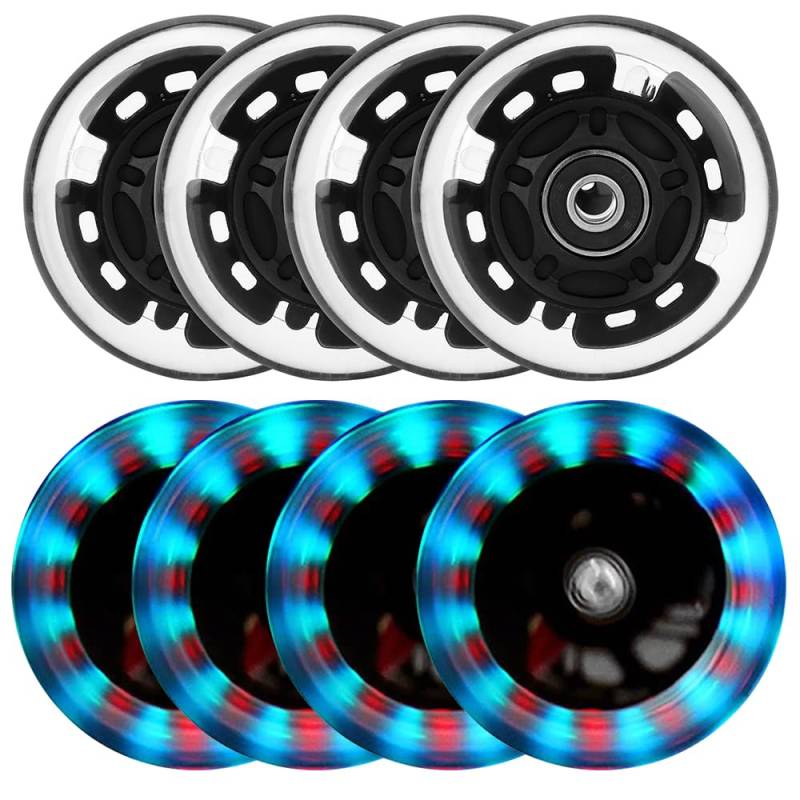 8 Pack Leuchtende Inline Skate Rollen - 64mm 72mm 76mm 80mm led Inliner Skate Räder mit kugellager ABEC-9 - Led Inline Skate Rollen | 82a 85a Inline Skate Räder Wheels für K2 Hudora Gonex Apollo von Aluscota