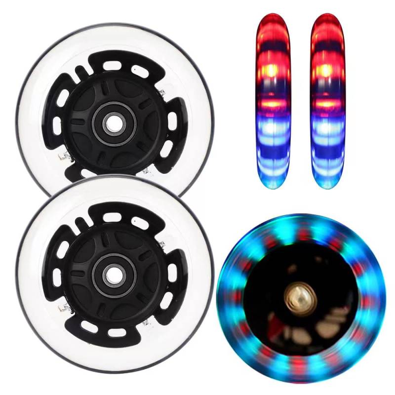 100mm Leuchtende Scooter Räder - 2 Stück 100mm led Scooter Rollen räder mit ABEC-9 Lager - hell leuchtend Kick Scooter Rollen | 100mm Rollerräder für alle Roller mit 100mm Rädern von Aluscota