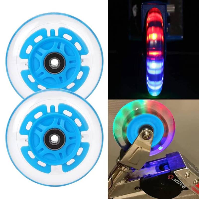 100mm Leuchtende Scooter Räder - 2 Stück 100mm led Scooter Rollen räder mit ABEC-9 Lager - hell leuchtend Kick Scooter Rollen | 100mm Rollerräder für alle Roller mit 100mm Rädern von Aluscota