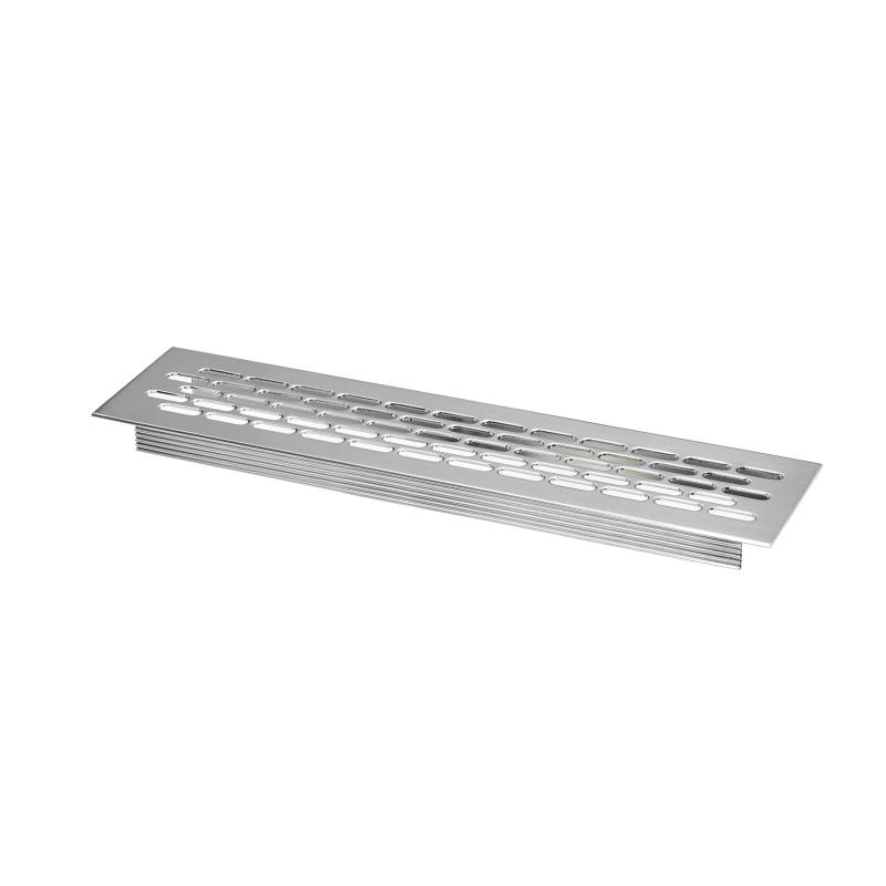 ALUSFERA Lüftungsgitter - 60 x 245 mm - Lüftungsgitter Rechteckig für Arbeitsplatte - Zubehör Möbel aus Aluminium - Luftgitter für Möbel - Lüftungsgitter Küche - 1 Stück - Chrom von Alusfera