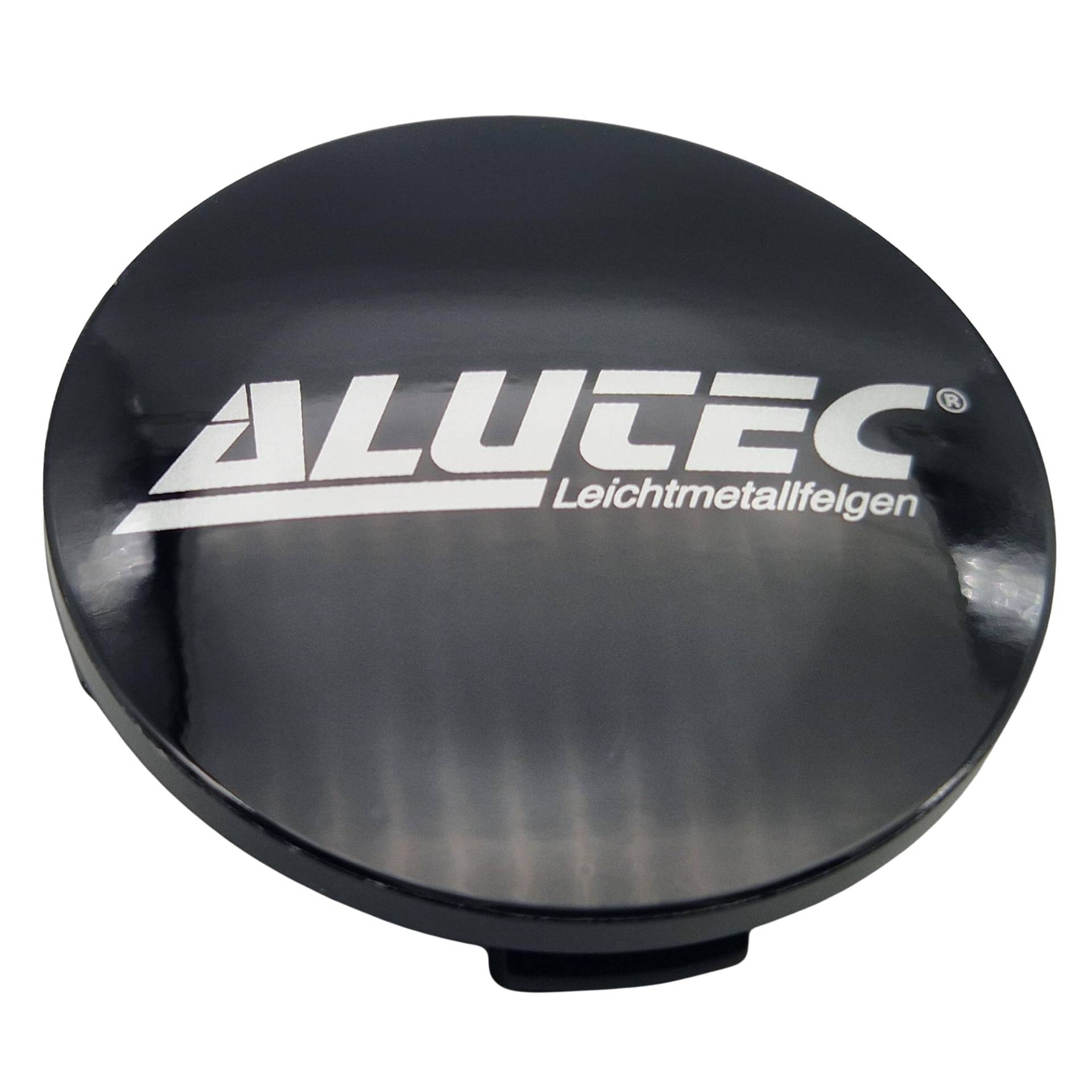 1X Alutec Nabendeckel 60mm Schwarz Glanz (N23) Logo Silber - Original Felgendeckel/Nabenkappe/Hubcap von Alutec