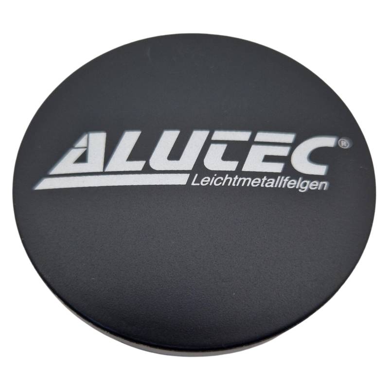 1X Alutec Nabendeckel 60mm Schwarz Matt (N23) Logo Silber - Original Felgendeckel/Nabenkappe/Hubcap von Alutec