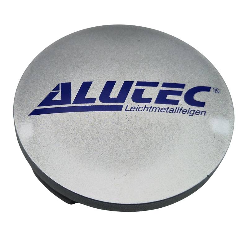 1X Alutec Nabendeckel 60mm Silber (N23) Logo Blau - Original Felgendeckel/Nabenkappe/Hubcap von Alutec