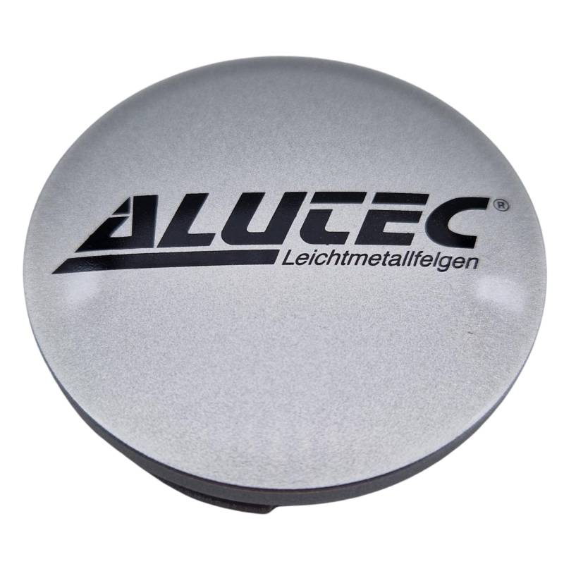 1X Alutec Nabendeckel 60mm Silber (N23) Logo Schwarz - Original Felgendeckel/Nabenkappe/Hubcap von Alutec