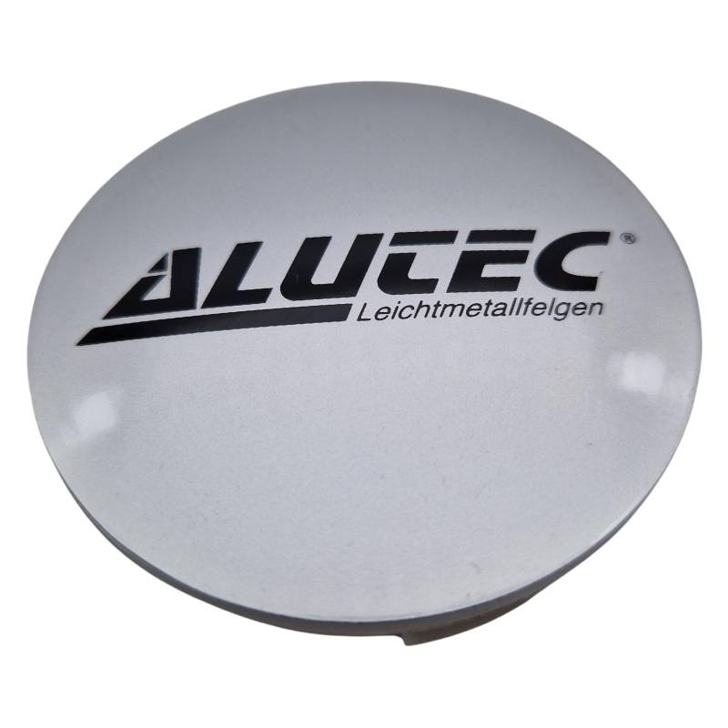 1X Alutec Nabendeckel 61mm Silber (N56) Logo Schwarz - Original Felgendeckel/Nabenkappe/Hubcap von Alutec