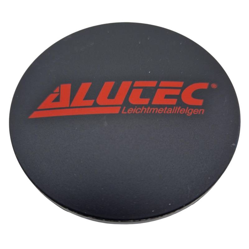 1X Alutec Nabendeckel 64mm Schwarz Matt (N32) Logo Rot - Original Felgendeckel/Nabenkappe/Hubcap von Alutec