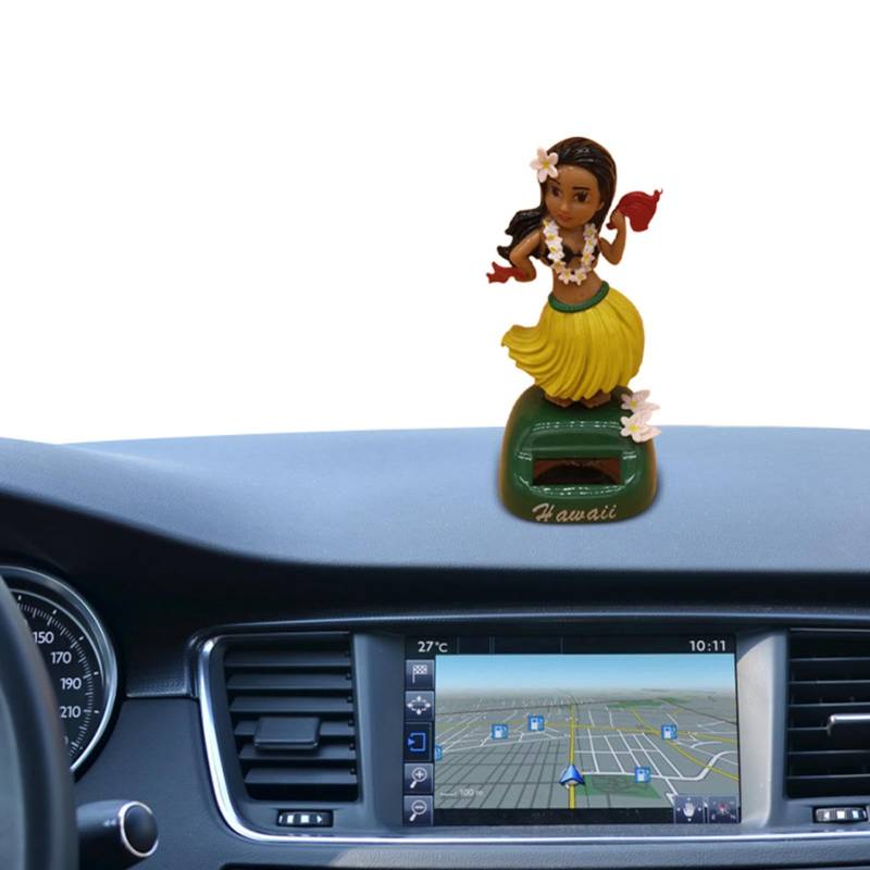 Alwida Auto-Ornamente für Armaturenbrett - Schaukelfiguren Hawaii Girl Autodekoration | Sammelfiguren, solarbetriebene Armaturenbrett-Ornamente, Schreibtischdekoration, Auto-Innenausstattung von Alwida