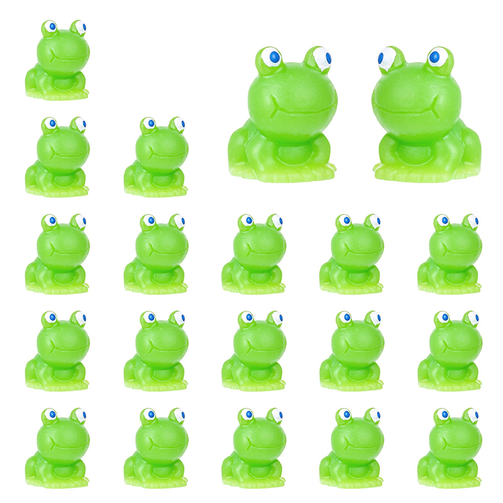 Amabro Mini Harz Frosch Figuren, 20 Stück Grüne Frosch Figuren Auto Rückspiegel Dekoration Niedliches Autozubehör Auto Innenraum Deko Mini Frog für Damen und Herren von Amabro