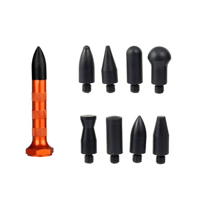 Dellen Reparaturset Ausbeulwerkzeug Set Profi Dellenreparatur Set Karosserie-Reparatur-Set Auto Dellen Reparatur Dent Remover Puller Knock Down Head Tap Down Tools Set Orange Mit 9 ErsatzköPfen von Amacoam