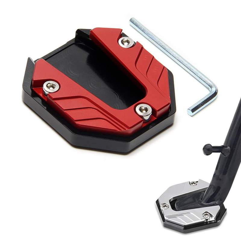 Motorrad Ständer Fuß Seitenverlängerung Pad Motorrad Seitenständer Unterstützung Stützplatte Vergrößern Ständer Seite Stehen Vergrößern Ständer Verlängerung Pad CNC Aluminium von Amacoam