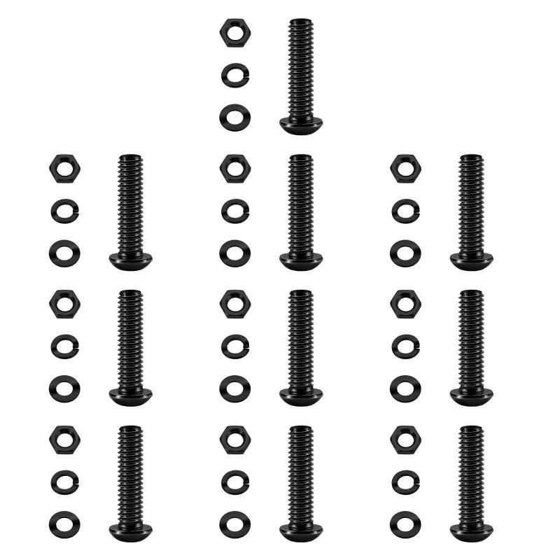Amagogo 10-teiliges M6-Sortiment an Rundkopfschrauben, Muttern und Unterlegscheiben, Universalkopf-Innensechskantschrauben für Befestigungselemente von von Amagogo