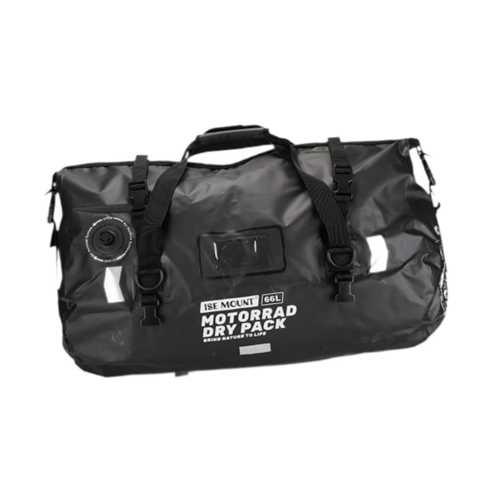 Amagogo Motorrad-Gepäcktasche, Gepäck, Heckrolle, Schnellverschluss-Schnallen, Motorrad-Rücksitzträger, Handtasche für Kajakfahren, Rafting, Schwarz Und 66l von Amagogo