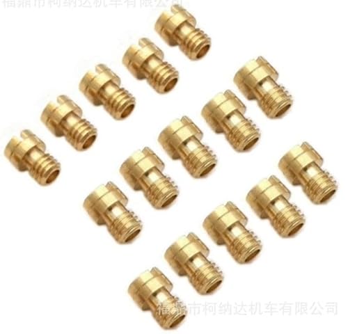 15-teiliges M6 Vergaser Düsen Set - Hauptdüsen für Dellorto, Mikuni & Gurtner Vergaser, 60-130 - Inkl. Reinigungsbürsten Set für Roller, Motorrad Schaltmoped (Gold) von Amazleer