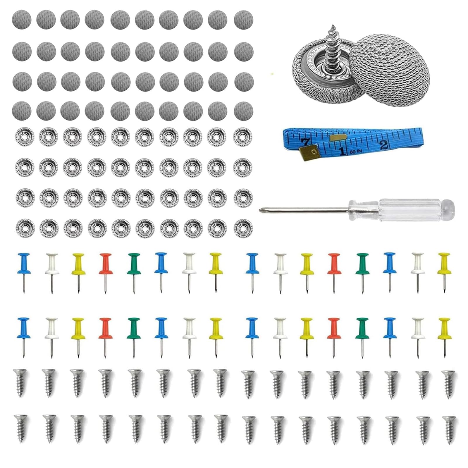 Amazleer 126 Stück Dachhimmel Reparatur Set, Universal Auto Dachhimmel Reparatur Nieten Set Mit Maßband Und Schraubendreher, Dachhimmel Reparatur Nieten für Alle Autos von Amazleer