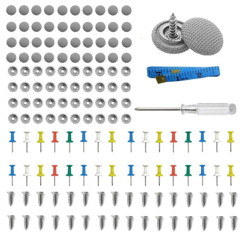 Amazleer 126 Stück Dachhimmel Reparatur Set, Universal Auto Dachhimmel Reparatur Nieten Set Mit Maßband Und Schraubendreher, Dachhimmel Reparatur Nieten für Alle Autos von Amazleer