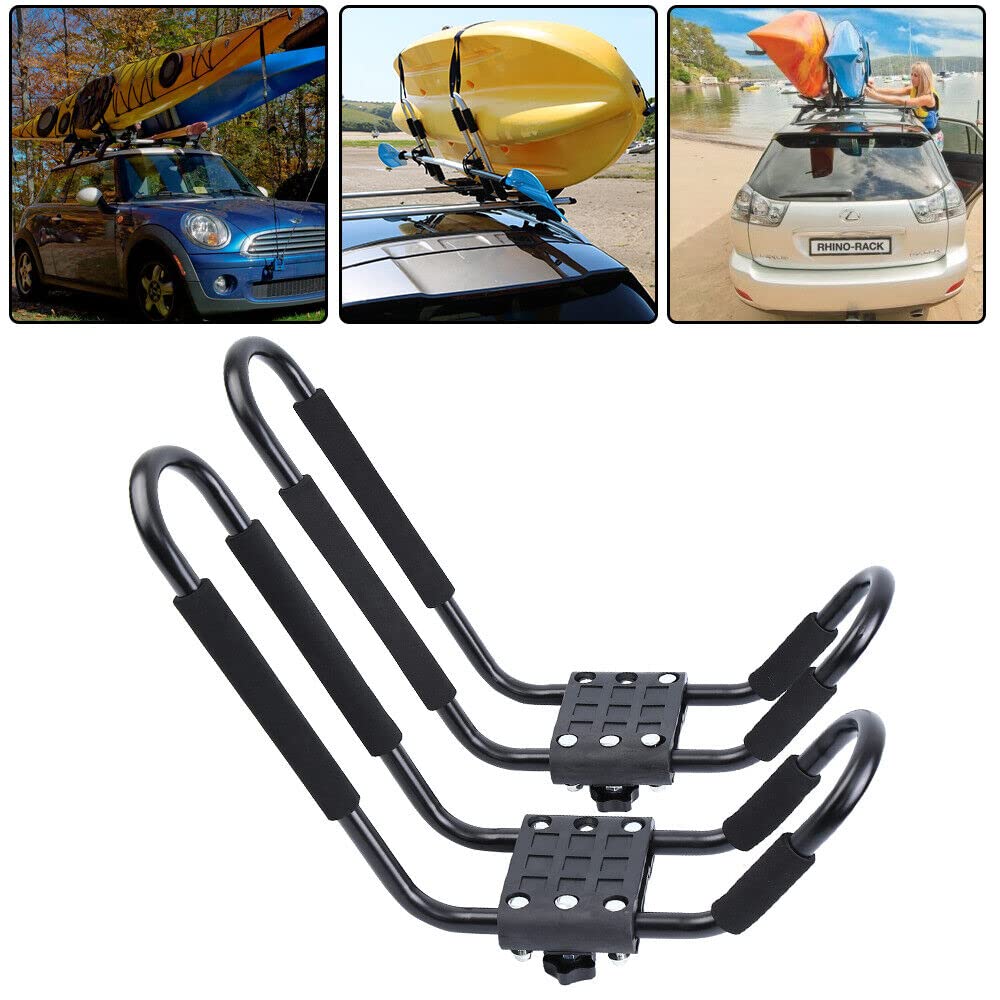 Ambienceo 2-Piece Universal Kayak Roof Rack, 1 Pair Board Rack with Crossbar, J-Bar Kayak Roof Rack for Cars, Boat Carrier/Boat Holder/Boat, Surf, Ski Roof Top Mount von Ambience Ltd