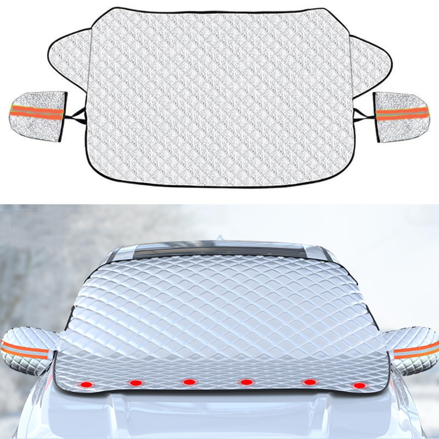 Windschutzscheibe Schneebedeckungen Magnetische Auto Sonnenschutz Frontscheibe Windschutzscheibe Abdeckung 88.58in x 43.3in Universal von Amdonalo