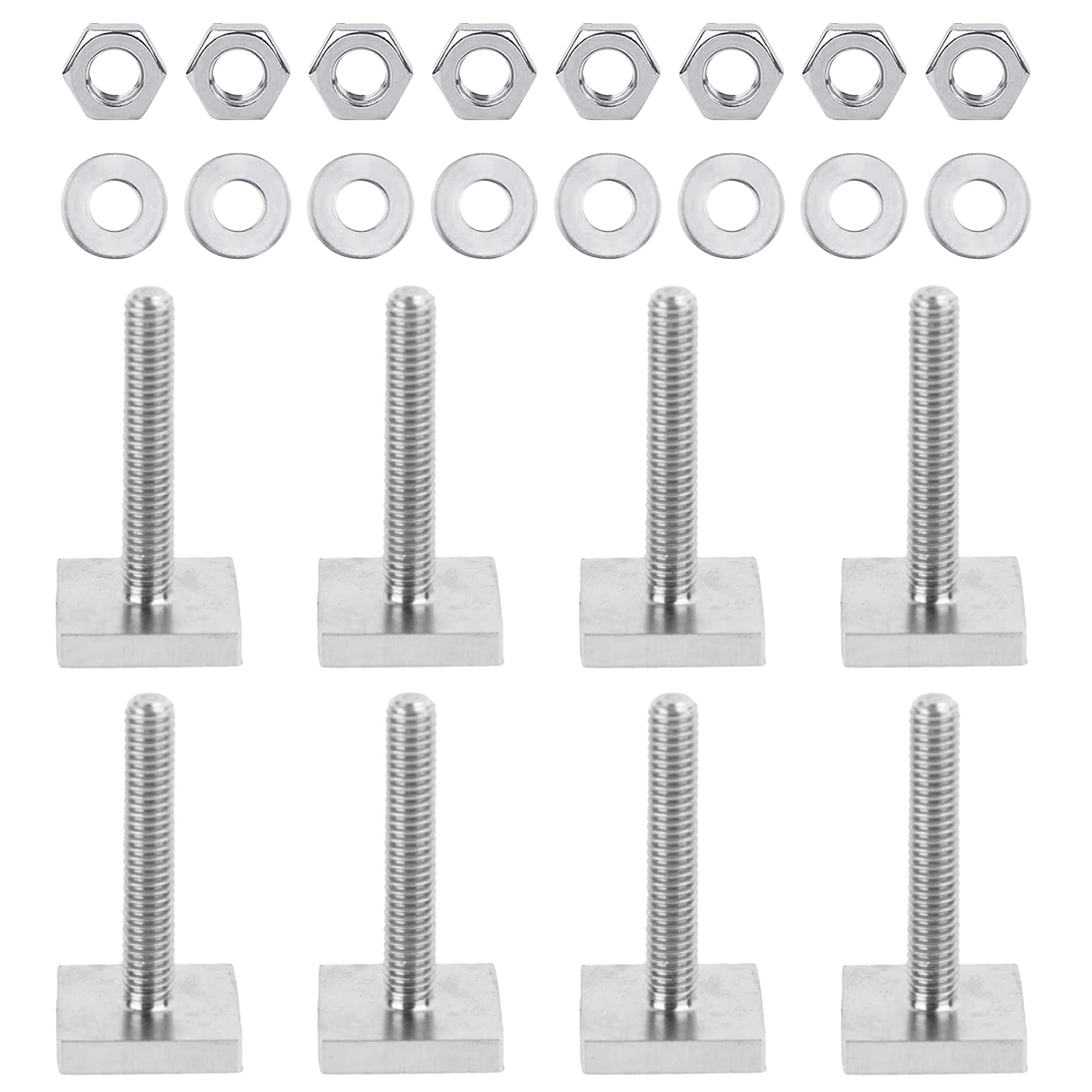 Amfrpar 8 Stück M6 x 35mm T-Nut Adapter Nutensteine Edelstahl mit Muttern und Unterlegscheiben für Dachträger Relingträger Dachbox von Amfrpar