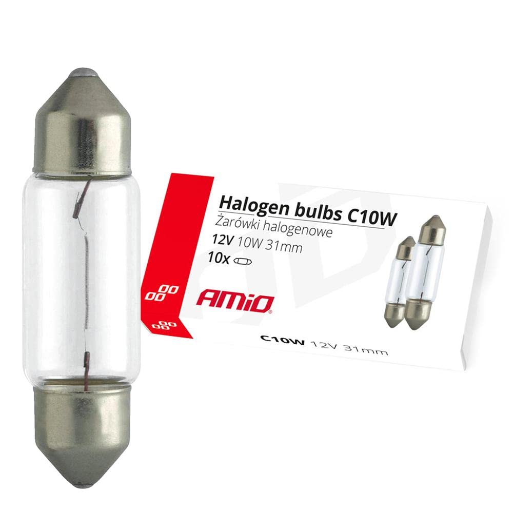 Amio Halogenlampen C10 W Festoon 31 mm 12 V 10 Stück von Amio