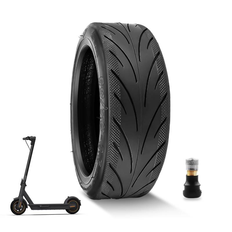 Amitor 60/70-6.5 Gummireifen E Scooter für Ninebot Max G30, Tubeless Reifen mit Ventil, E Scooter Reifen mit Rutschfest und Verschleißfest, 10 Zoll Vakuumreifen mit Hoher Stabilitä von Amitor