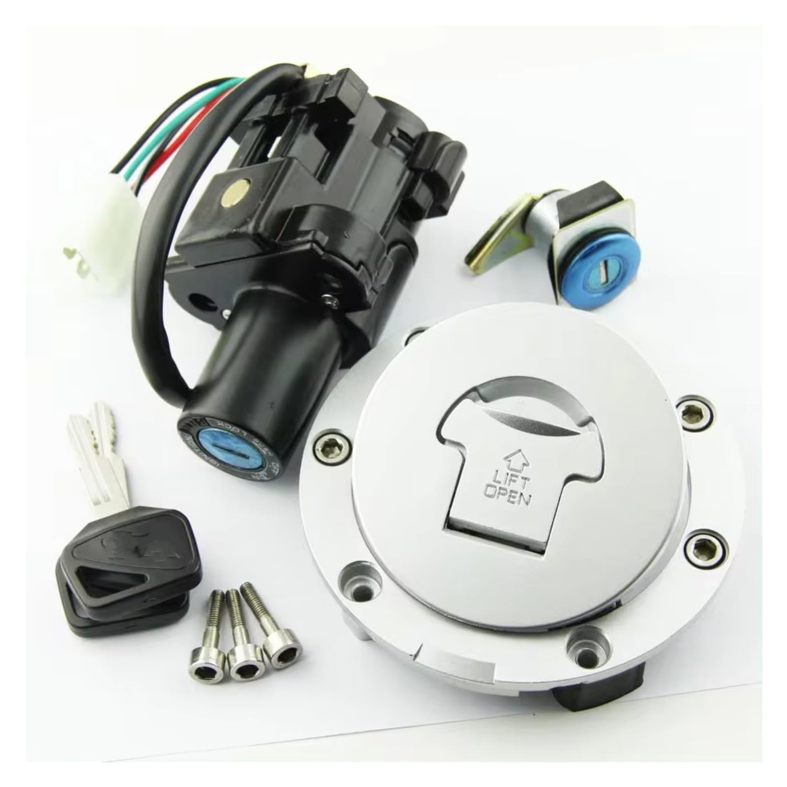 Amxaqjc Motorrad Zündschloss Für CBF600S Für CBF600 2004-2009 Für CBF500 Für Naked ABS Für CBF1000 2006 2007 2008-2010 Motorrad-Tankdeckel-Zündschalter-Kit Zündschlüssel Schalter von Amxaqjc