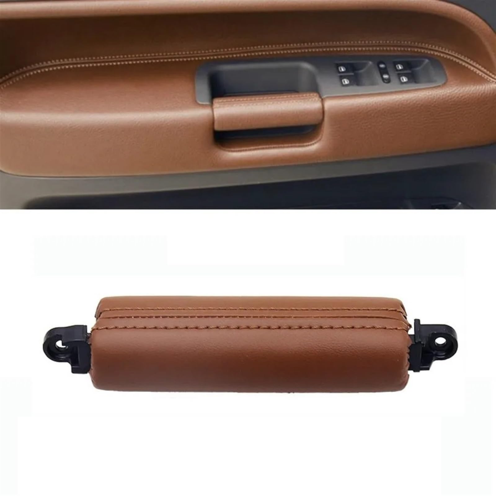 Auto Türgriff Blenden Innen Für Touareg 2003-2010 LHD RHD Auto Innentür Leder Armreat Pull Griff Trim Panel Auto Innen Türgriff(Brown Red) von Amxaqjc