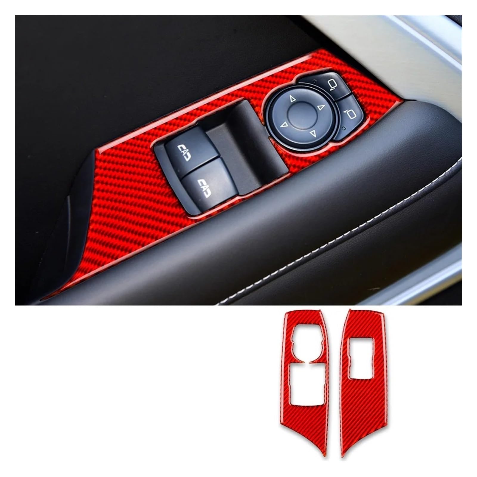 Interieur Zubehör Für Chevrolet Für Camaro 2016 2017 2018 2019 LHD Red Carbon Fiber Auto Fensterheber Schalter Taste Panel Abdeckung Aufkleber Autozubehör(Red LHD) von Amxaqjc