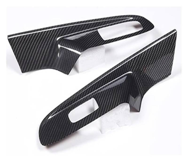 Interieur Zubehör Für Chevrolet Für Corvette C8 2020 2021 2022 2023 Auto Fenster Glas Lift Schalter Panel Rahmen Abdeckung Trim Aufkleber 2PCS Autozubehör(A Carbon Fiber Black) von Amxaqjc