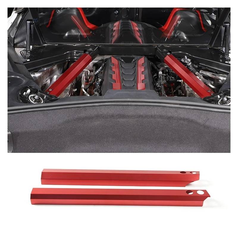 Interieur Zubehör Für Chevrolet Für Corvette C8 Für Stingray Z51 Z06 2020-2023 Auto Motorraum Kippstange Zierleiste Schutzkappe Autozubehör(Red) von Amxaqjc