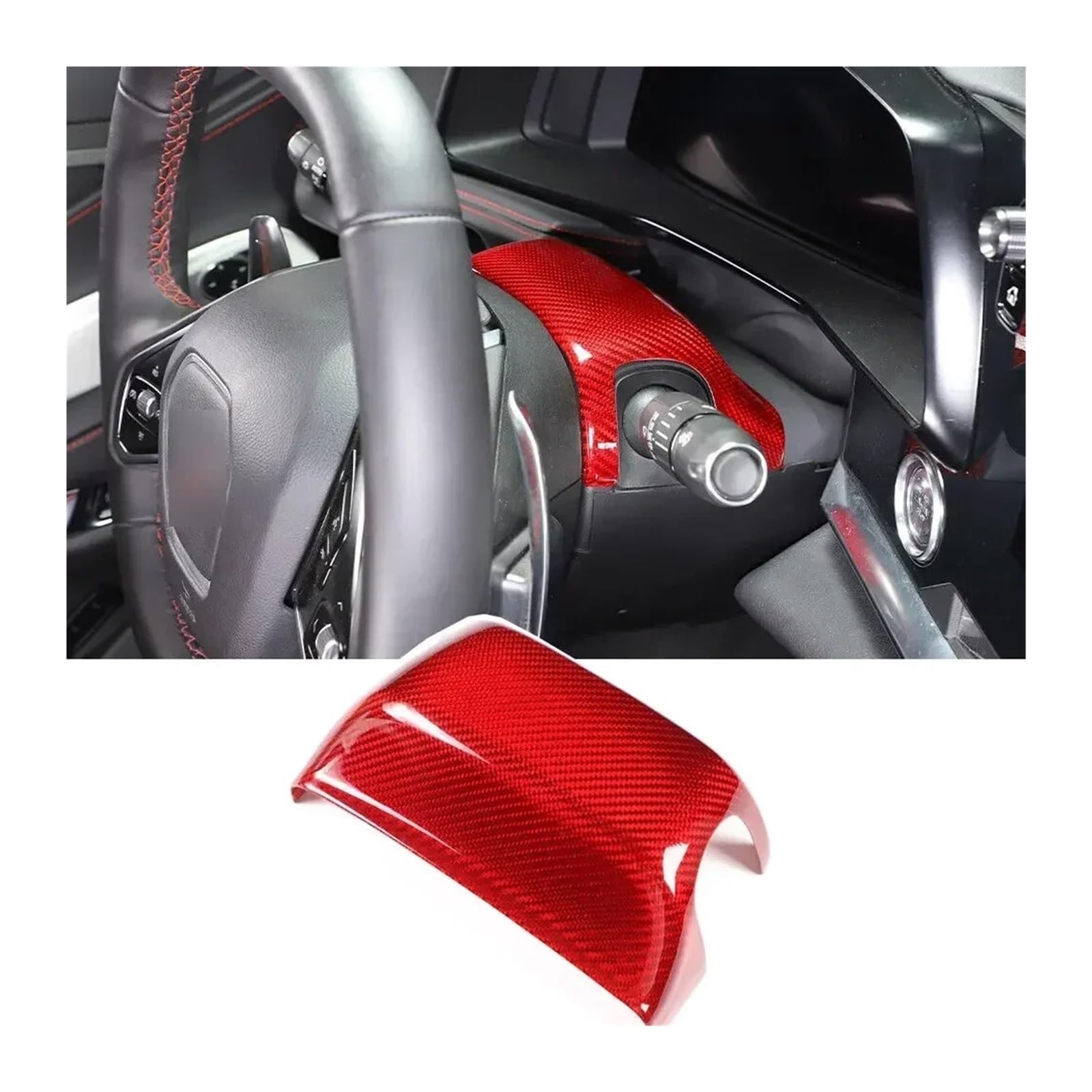 Interieur Zubehör Für Chevrolet Für Corvette C8 Z06 2020 2021 2022 2023 2024 Auto Lenkradsäule Wischerbasis Obere Abdeckungsverkleidung Autozubehör(Style A red) von Amxaqjc