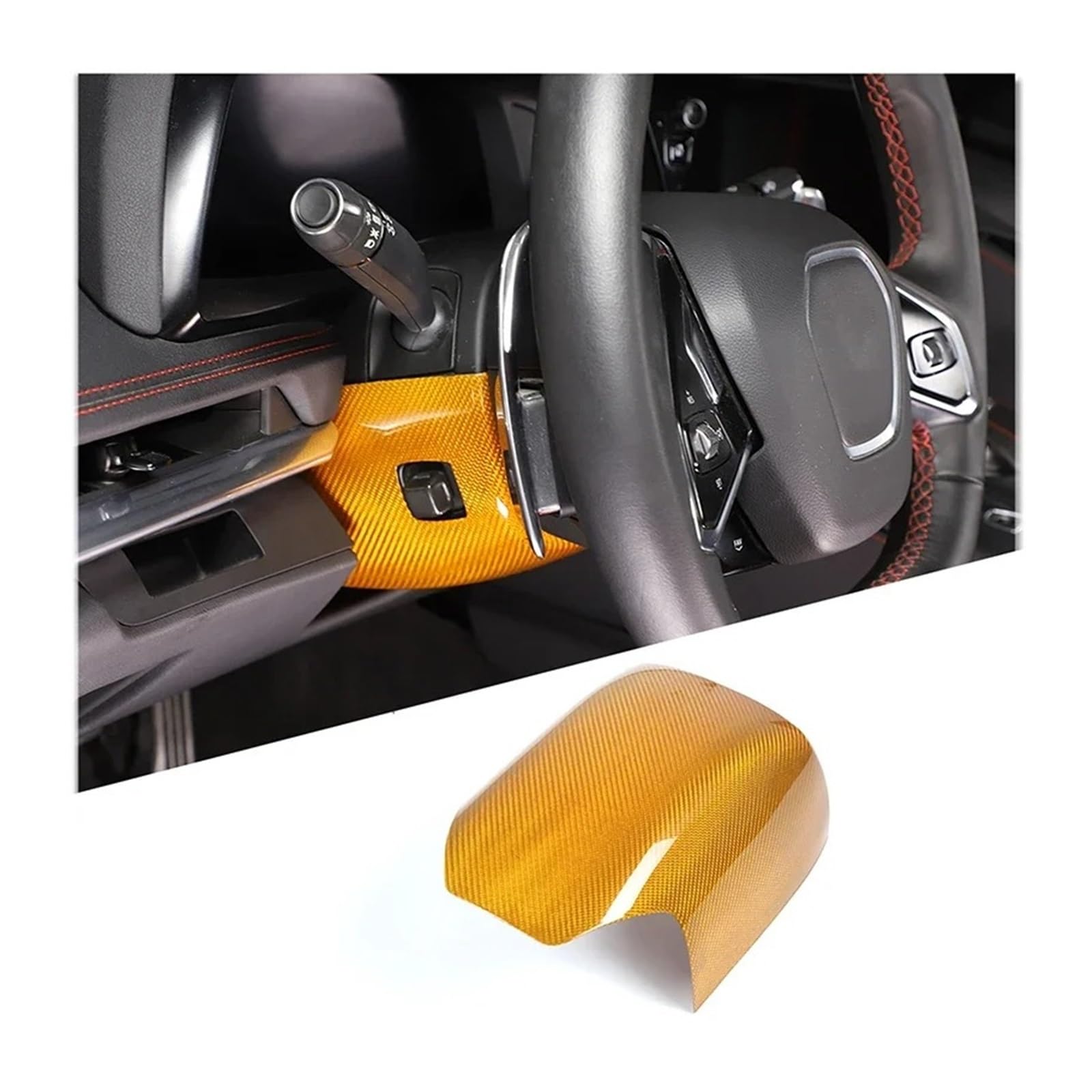 Interieur Zubehör Für Chevrolet Für Corvette C8 Z06 2020 2021 2022 2023 2024 Auto Lenkradsäule Wischerbasis Obere Abdeckungsverkleidung Autozubehör(Style B yellow) von Amxaqjc