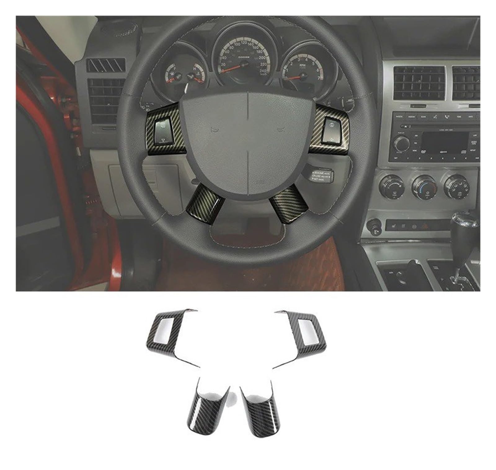 Interieur Zubehör Für Dodge Für Nitro 2007-2012 ABS Zentrale Dashboard Dekoration Lenkrad Abdeckung Aufkleber Auto Zubehör Autozubehör(L) von Amxaqjc