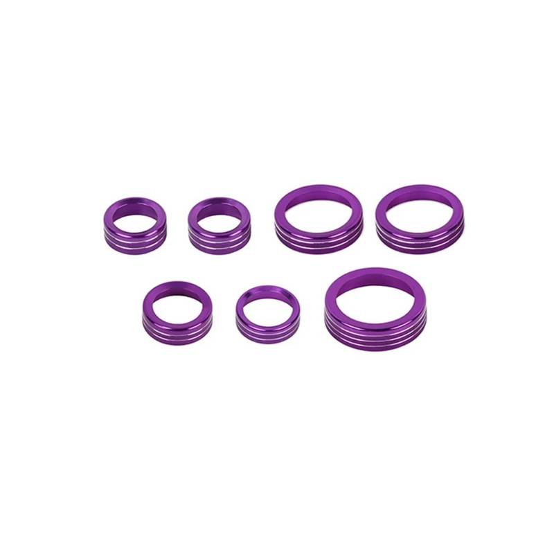 Interieur Zubehör Für Ford Für Bronco Sport 2021 2022 2023 2024 Auto Klimaanlage Audio 4WD Scheinwerfer Getriebe Schalter Knopf Dekoration Ring Autozubehör(Purple) von Amxaqjc