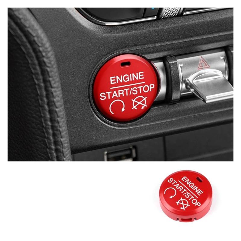 Interieur Zubehör Für Ford Für Mustang 2015 2016 2017 2018 2019 2020 2021 2022 2023 Auto Motor Start-Taste Ersetzen Zündung Abdeckung Autozubehör(Red) von Amxaqjc